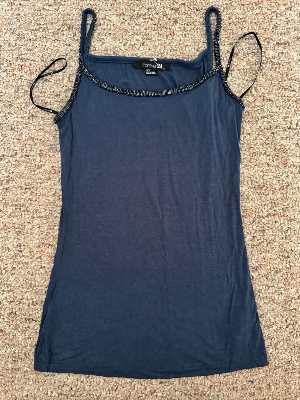 Forever 21 Navy Beaded Trim Camisole